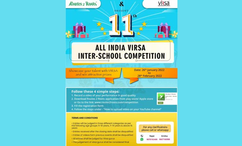 Routes 2 Roots announces 11th ALL INDIA VIRSA INTER SCHOOL COMPETITION 